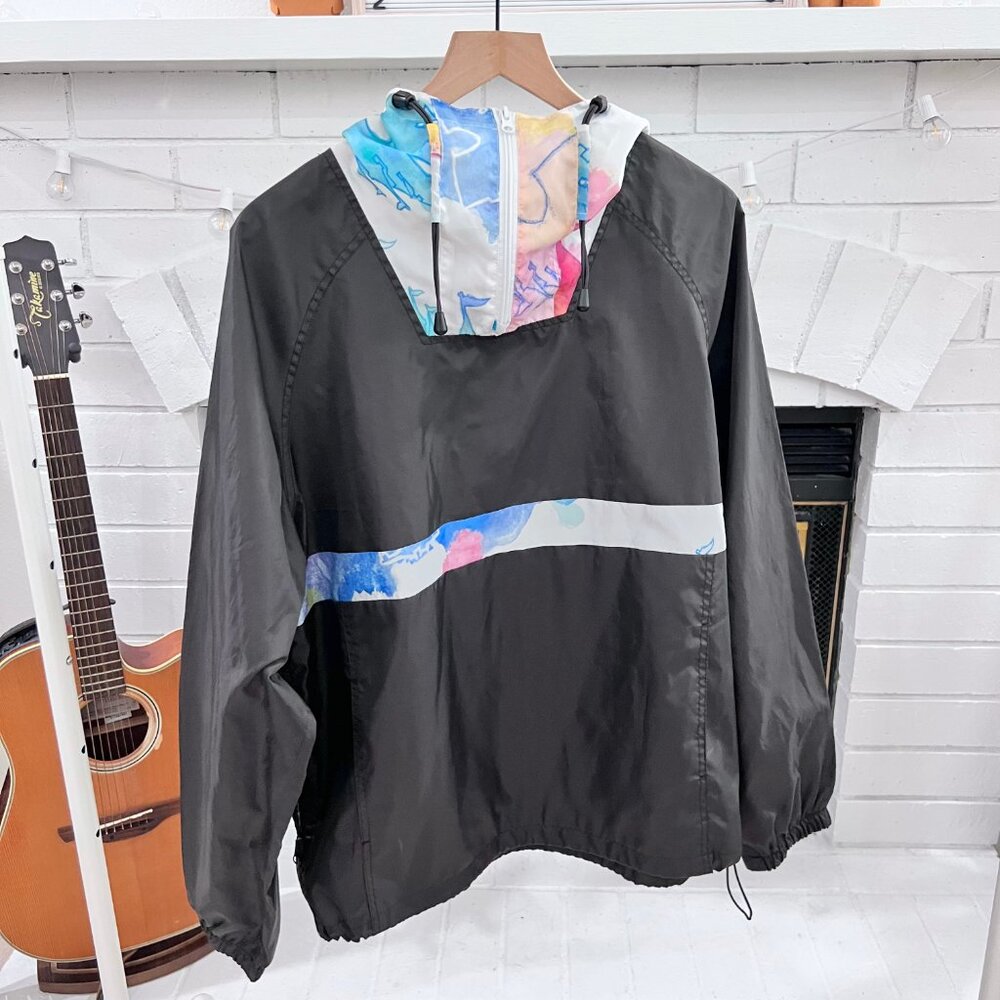 Disneyland Watercolor Logo Castle Hooded Quarter Zip Windbreaker Jacket. - Picture 2 of 8